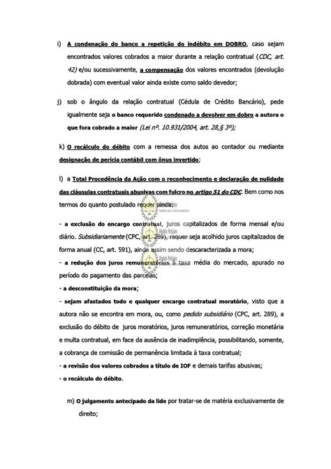 Inicial Ação Revisional Consumidor Crédito Rotativo Cédula De