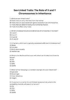 30 Questions Sex Linked Traits The Role Of X And Y Chromosomes In Inheritance