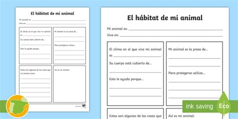 Ficha de actividad El hábitat de mi animal teacher made