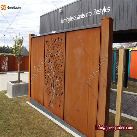 Decorative Corten Steel Park Fence Laser Cut Metal Panel Aluminum Garden Art Gate Gnee Garden