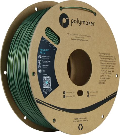 Polymaker PolyLite PETG Dark Green 3DJake International