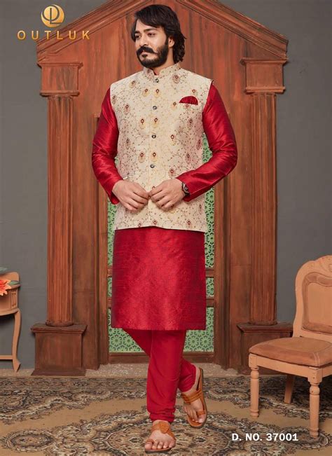 Outluk Vol Traditional Party Wear Wholesale Kurta Pajama With Jacket