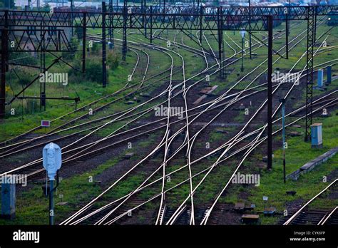 Railroad Track Junction Stock Photo Alamy