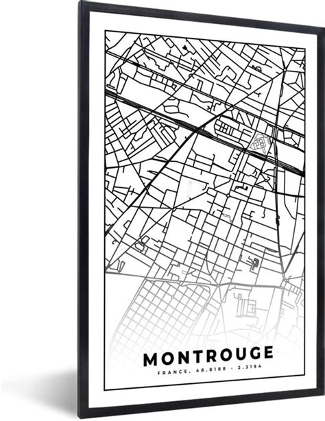 Posters Zwart Wit Stadskaart Plattegrond Montrouge Kaart