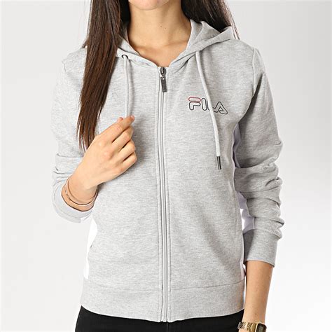 Fila Sweat Zippé Capuche Femme Pola 687154 Gris Chiné