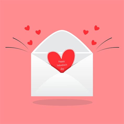 Love mail with Valentine card. Happy Valentine's day. Vector