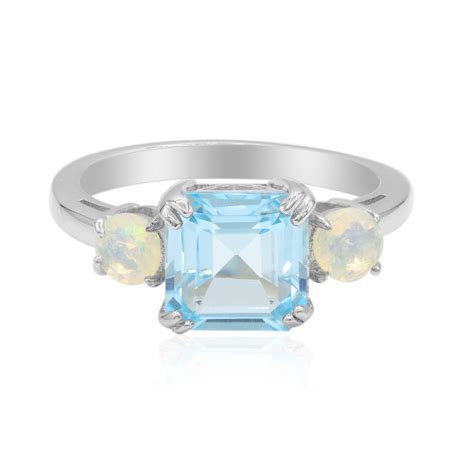 Anello In Argento Con Topazio Blu Cielo Qg Gioielli Juwelo