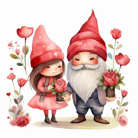 Premium Photo Valentines Day Cute Gnome Watercolor Clipart