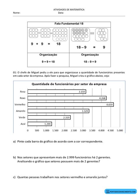 Atividades fatos fundamentais 18 adição e subtração Ponto do