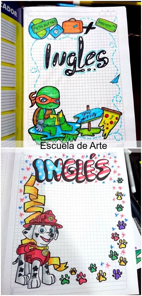 Portada Portadas De Cuadernos De Ingl S Para Ni Os Con Tortugas Ninja