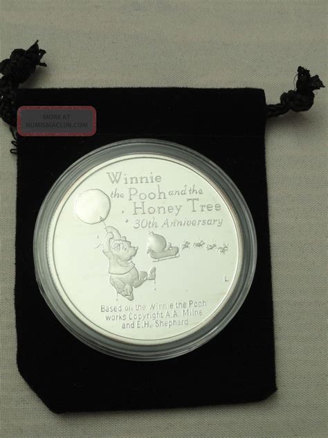 Walt Disney Winnie The Pooh 1 Oz Proof 999 Pure Silver Black Coin Bag