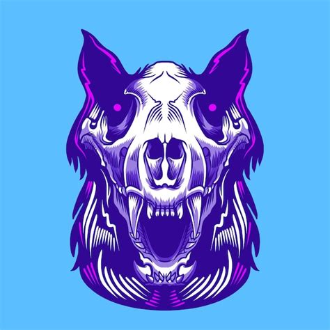 Logotipo De Cabeza De Hueso De Lobo Enojado Vector Premium