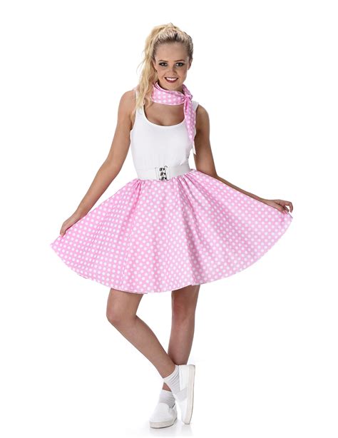 Er Jahre Rockabilly Petticoat Rock Mit Halstuch Rosa Weiss G Nstige