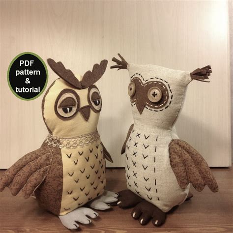 Owl Plush Sewing Pattern Tutorial Pdf Stuffed Owl Pattern Etsy