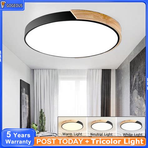 Tricolor Led Ceiling Light 50403023cm Moden Ceiling Lamp Kayu Lampu