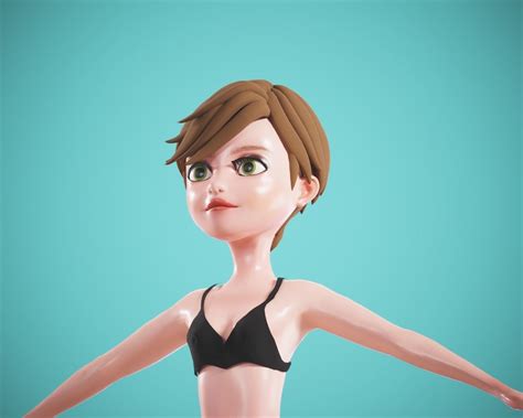 Cartoon Girl Free Vr Ar Low Poly 3d Model Rigged Cgtrader