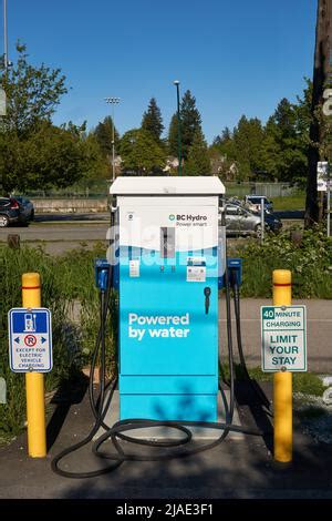 Bc Hydro Electric Vehicle Charging Station At Saanich Plaza Stock Photo