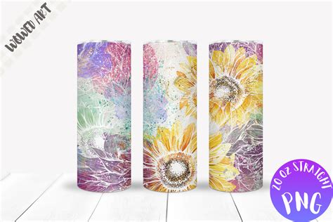 Sunflowers 20 Oz Skinny Tumbler Wrap Graphic By Wowed Art · Creative Fabrica