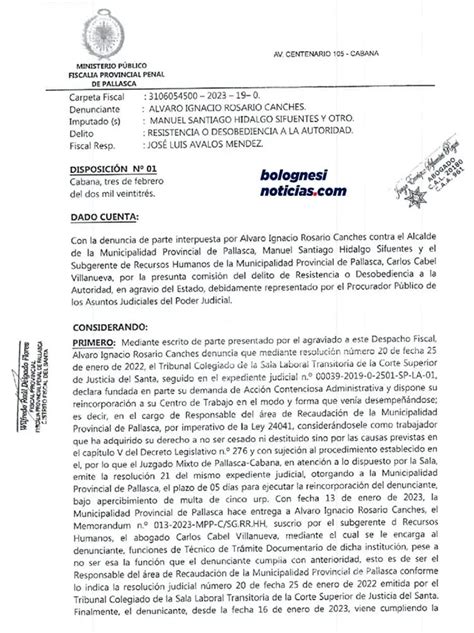 Alcalde Provincial De Pallasca Denunciado Por Abuso De Autoridad