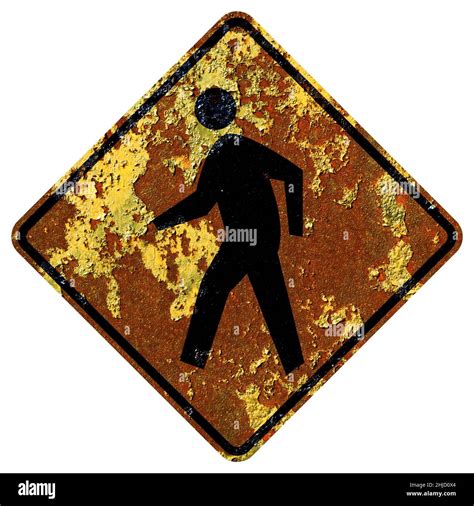 Old Rusty American Road Sign Pedestrian Crossing Stock Photo Alamy