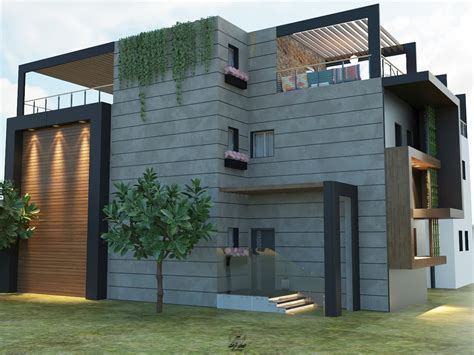 Modern home exterior design on Behance