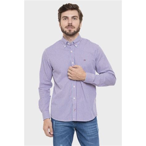 Camisa Tommy Hilfiger Masculina Regular Fit Micro Xadrez Multicores