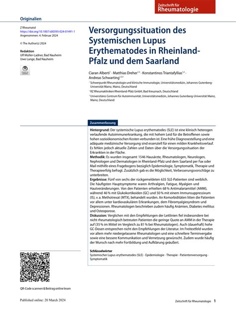 Pdf Versorgungssituation Des Systemischen Lupus Erythematodes In