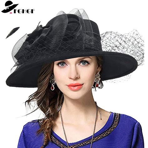 Women Wide Brim Wool Felt Cocktail Hat – murass