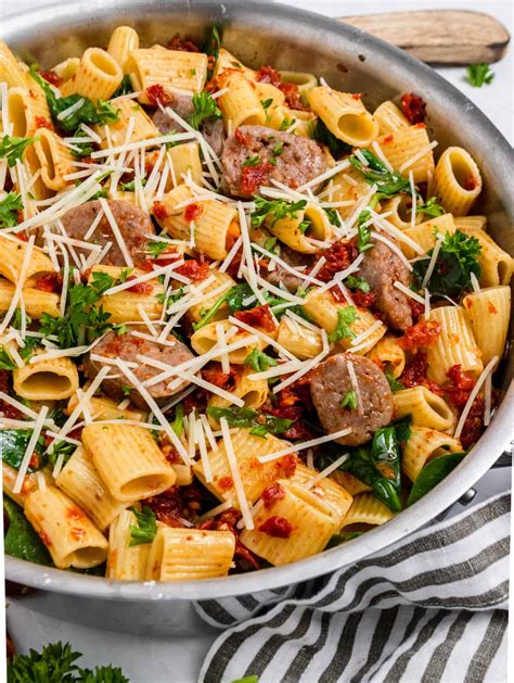 Sun Dried Tomato Pasta With Italian Sausage Lemons And Zest