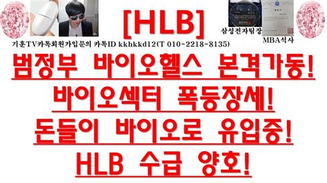 주식투자 Hlb범정부 바이오헬스 본격가동바이오섹터 폭등장세돈들이 바이오로 유입중hlb 수급 양호 Youtube