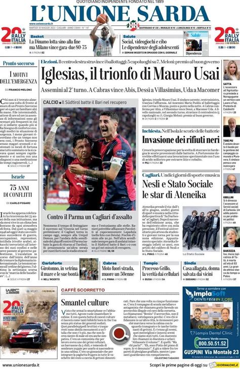 Prima Pagina L Unione Sarda Giornali It