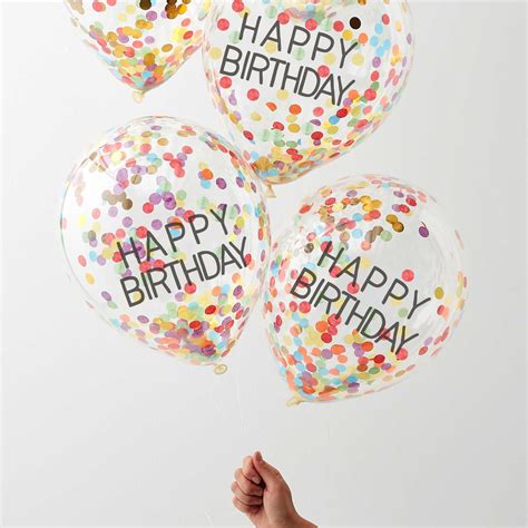 Ballons Happy Birthday Confettis Multicolores La Caverne