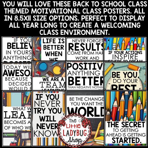 Motivational Back to School Posters Classroom Decor - The Little ...