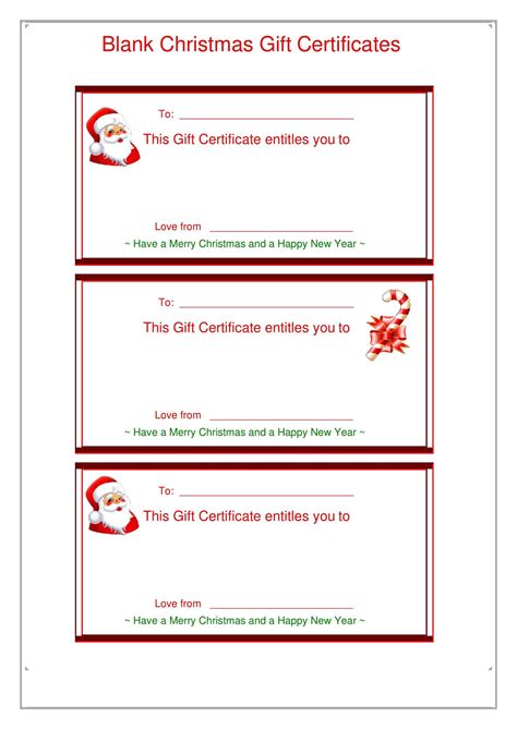 Free Printable Christmas Gift Certificate Templates PDF Word Blank