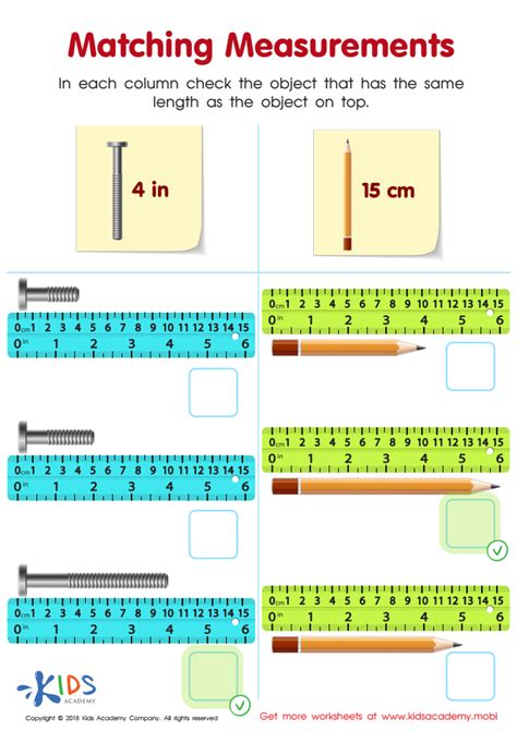 Matching Measurements Worksheet: Free Printable for Children - Answers ...