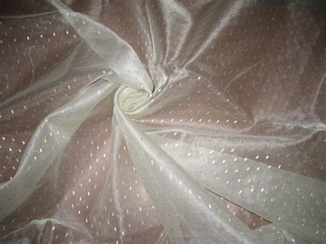 Jacquard Silk Organza Fabric Metallic Gold Silver Motifs Pktc9[2