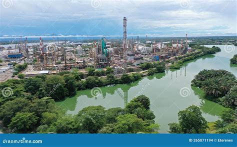 Aerial View of an Oil Refinery on the Banks of the Magdalena River in ...