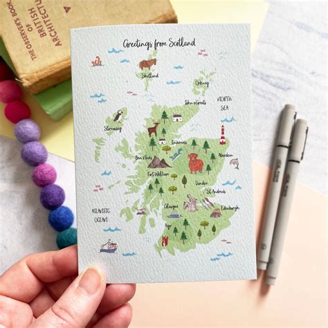 Scottish Greeting Card Greetings From Scotland Scotland Map Scottish