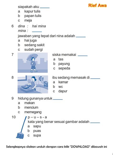 Soal Bahasa Indonesia Kelas 1 Sd Semester 2 Lembar Edu