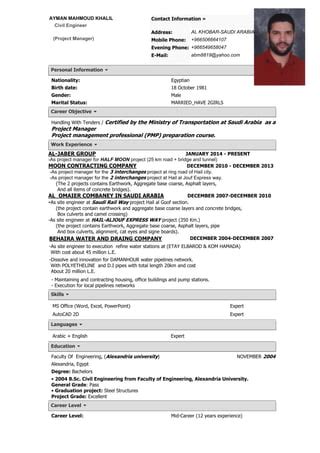 Ayman Mahmoud Khalil Cv PDF