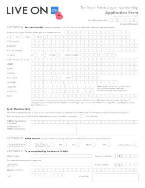 Fillable Online The Royal British Legion Membership Fax Email Print