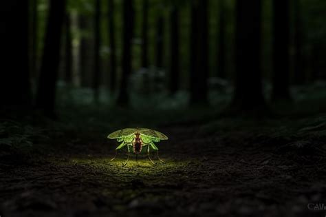 Luci Rnagas Brillando En El Bosque Por La Noche Foto Premium