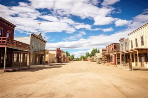 Premium AI Image | Wide shot of purposebuilt western town