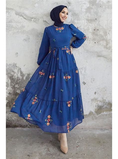 Navy Blue Fully Lined Modest Dress