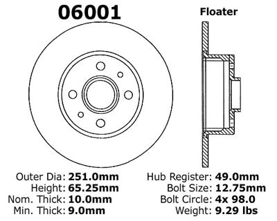 Car Disc Brake Dimensions