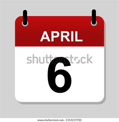 April 6 Calendar Icon Vector Illustration Stock Vector Royalty Free