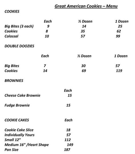 Great American Cookies Menu, Menu for Great American Cookies, Dubai ...