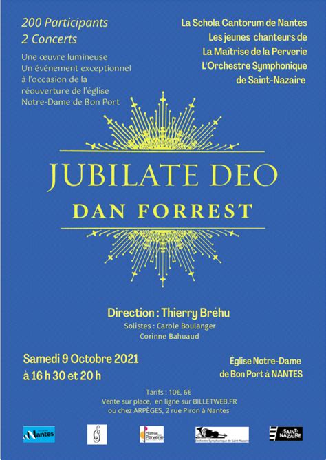 Concert Jubilate Deo De Dan Forrest à Nantes Le 9 Octobre 2021