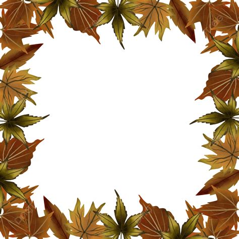 Watercolor Autumn Leaves Square Frame Autumn Leaves Frame Png