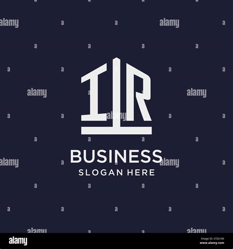 IR Initial Monogram Logo Design With Pentagon Shape Style Design Ideas